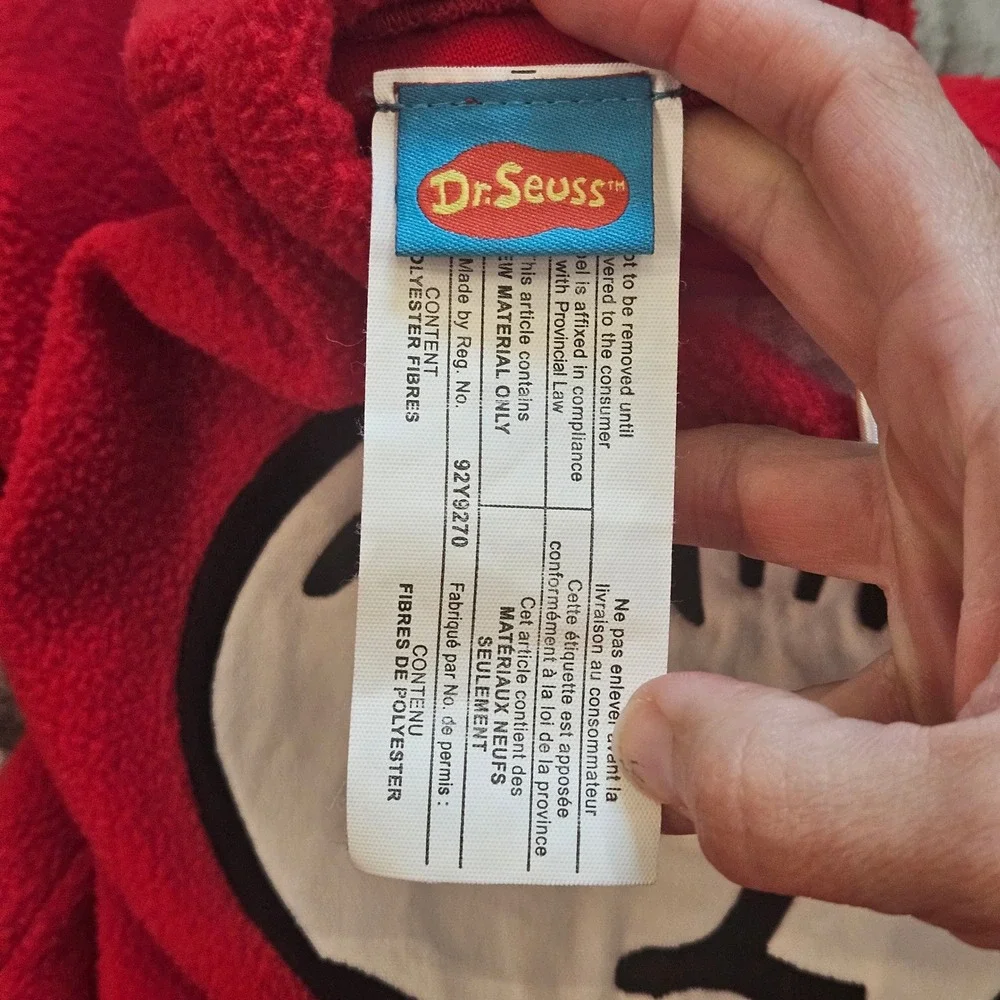 Pottery Barn Kids Costume Size 4-6 Thing 2 Dr Seuss Fleece Gloves Wig Halloween